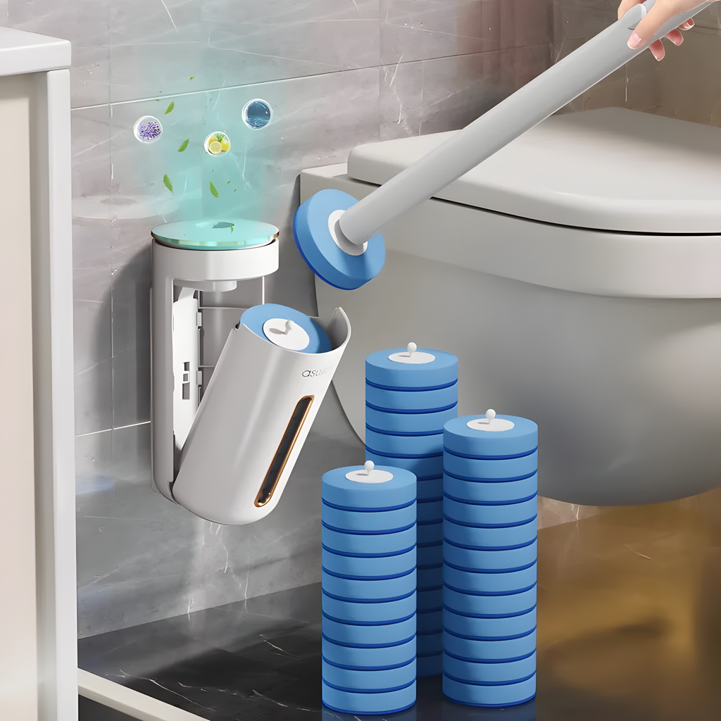 Wall-Mounted Disposable Toilet Brush System