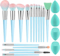 16-Piece Professional Makeup Brush Set with Makeup Sponge - Premium Synthetic Kabuki, Eyebrow, Concealer, and Eyeshadow Brushes in Blue