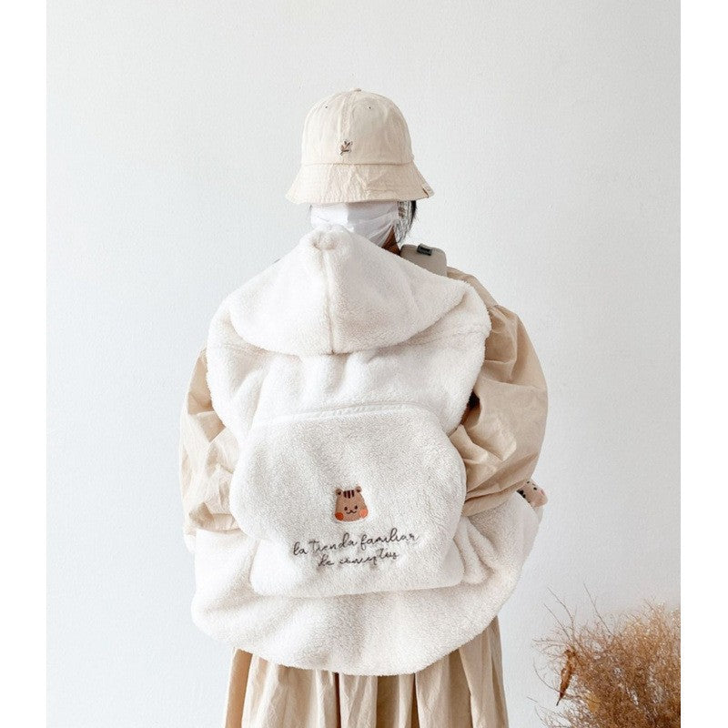 Embroidered Bear Baby Carrier Blanket, Windproof Stroller Warm Blanket, Portable Cover, Suitable for All Seasons