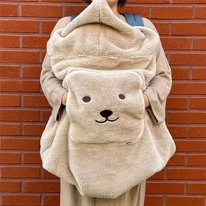Embroidered Bear Baby Carrier Blanket, Windproof Stroller Warm Blanket, Portable Cover, Suitable for All Seasons