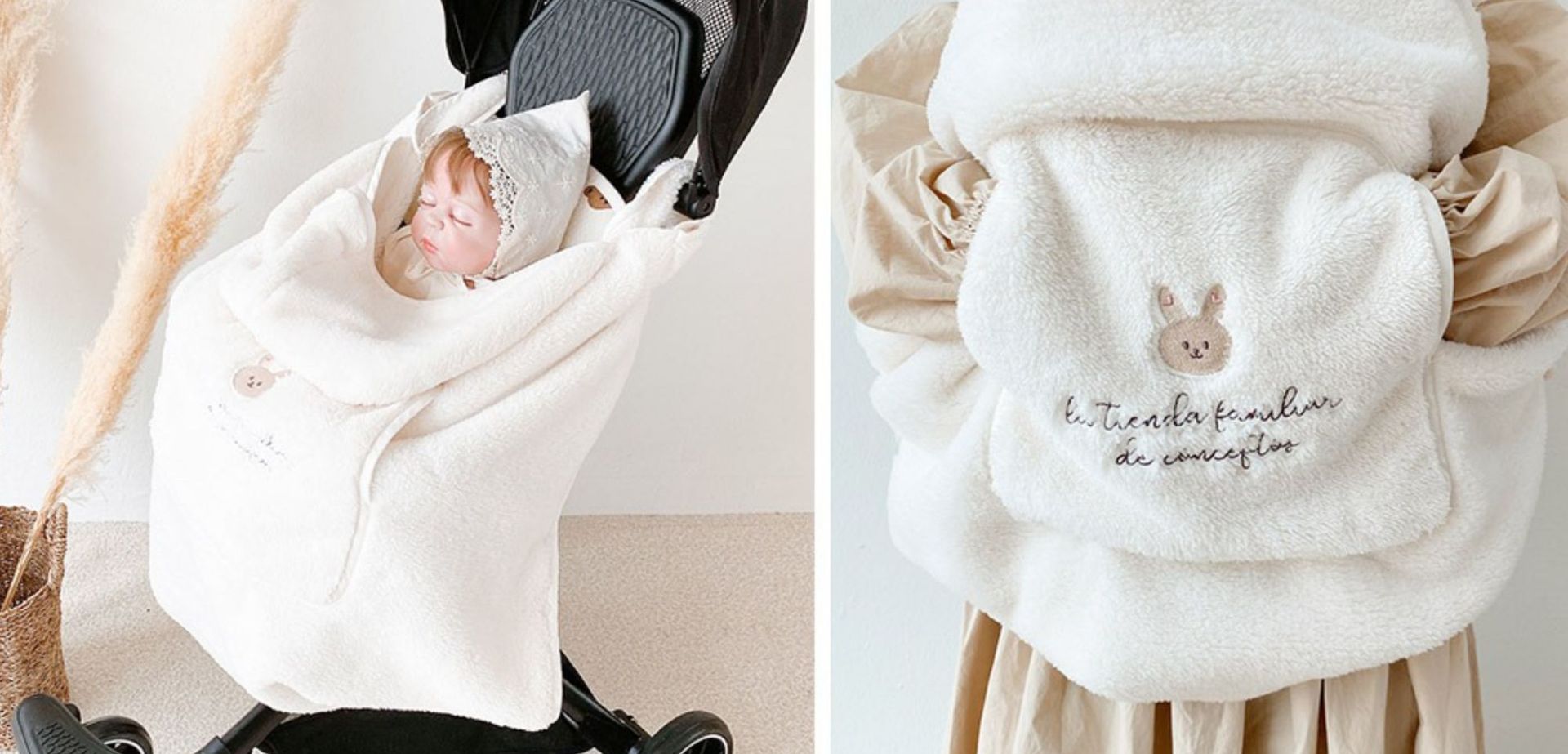 Embroidered Bear Baby Carrier Blanket, Windproof Stroller Warm Blanket, Portable Cover, Suitable for All Seasons