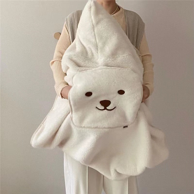 Embroidered Bear Baby Carrier Blanket, Windproof Stroller Warm Blanket, Portable Cover, Suitable for All Seasons