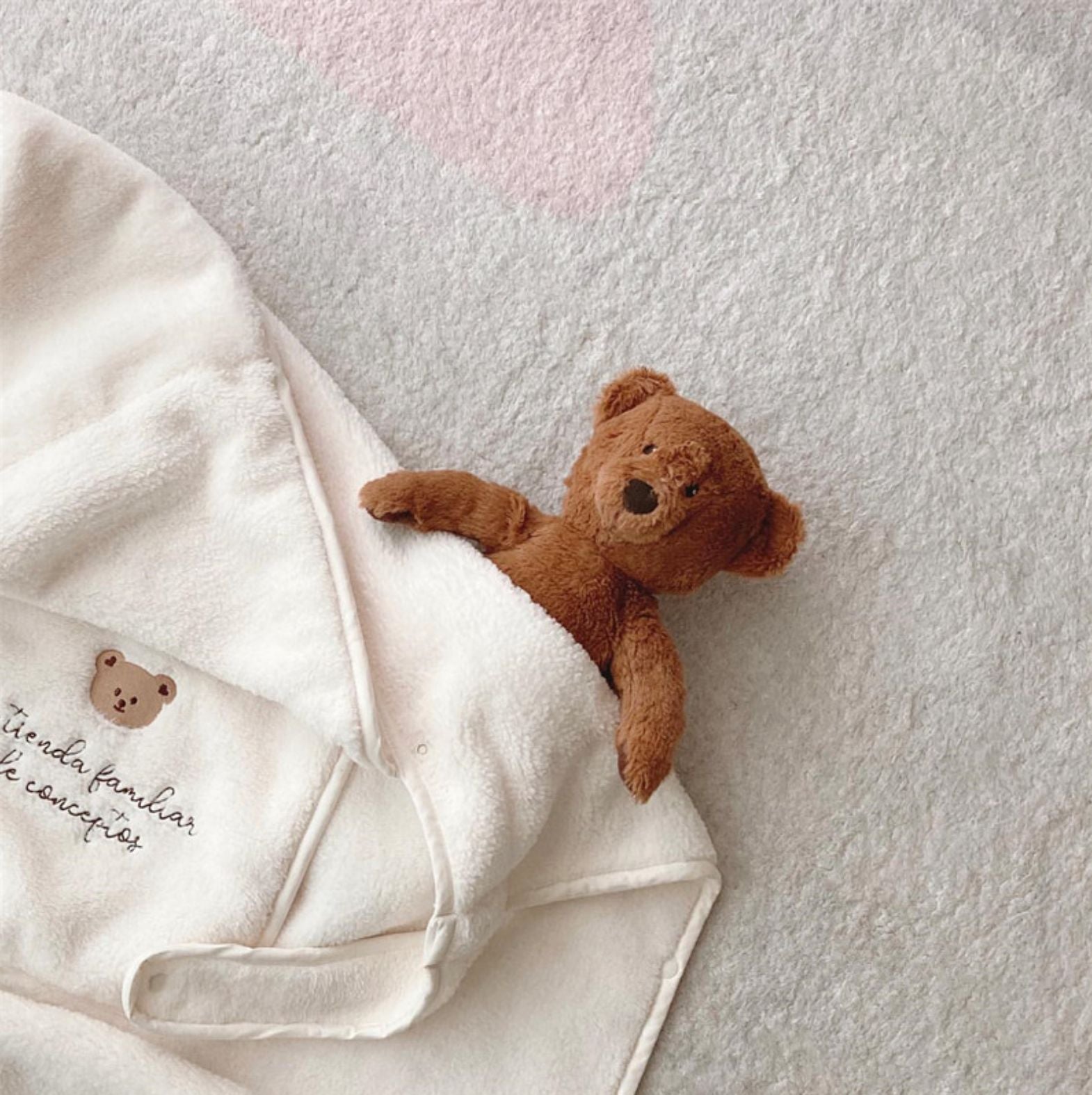 Embroidered Bear Baby Carrier Blanket, Windproof Stroller Warm Blanket, Portable Cover, Suitable for All Seasons